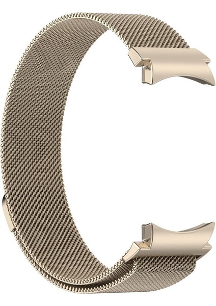 Samsung Galaxy Watch 6 40MM Uyumlu Kordon Hasır Metal Mıknatıslı Örgü Zore Krd-01 Kayış, Pale Gold
