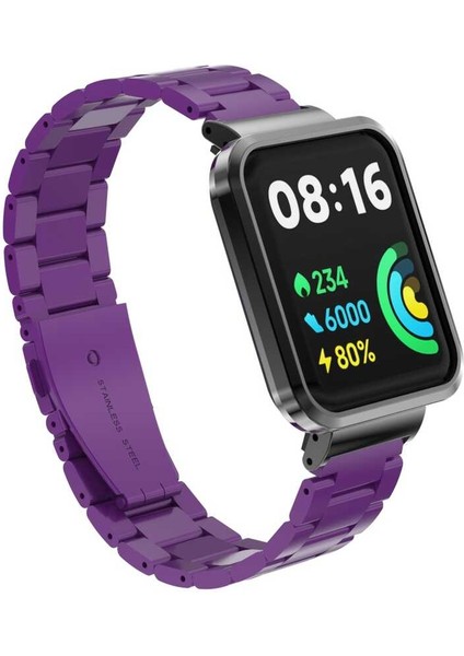 Xiaomi Redmi Watch 2 Lite Uyumlu Kordon Paslanmaz Metal Baklalı Klipsli Zore Krd-60 Kayış, Mor