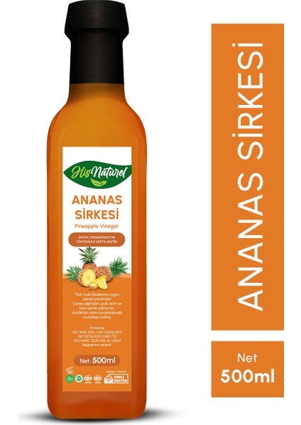 Organik Yıllanmış Ananas Sirkesi Doğal Fermantasyon 500 Ml.