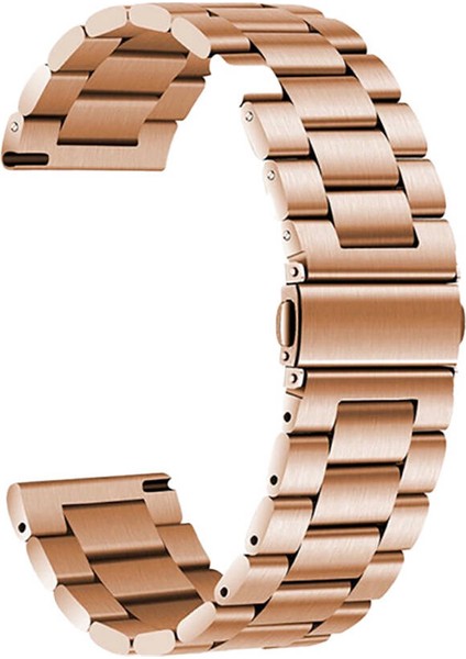 Samsung Gear S2 20MM Uyumlu Kordon Metal Baklalı Tasarım Zore Band-04 Kayış, Rose Gold