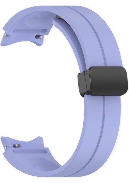 Samsung Galaxy Watch 5 40MM Uyumlu Kordon Silikon Metal Mıknatıslı Toka Zore Krd-84 Kayış, Lila