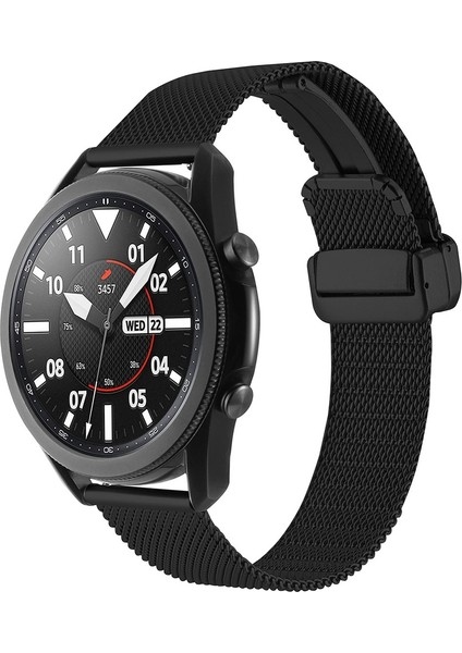 Xiaomi Amazfit Pace 22MM Uyumlu Kordon Hasır Metal Mıknatıs Tokalı Zore Krd-85 Kayış, Siyah