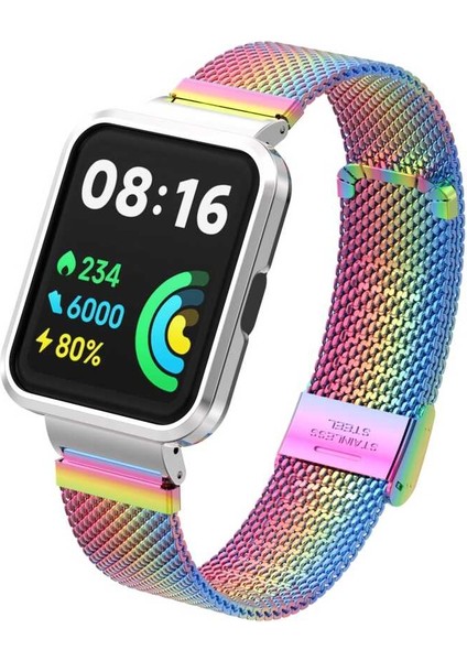 Xiaomi Redmi Watch 2 Lite Uyumlu Kordon Paslanmaz Çelik Klipsli Zore Krd-66 Kayış, Colorful