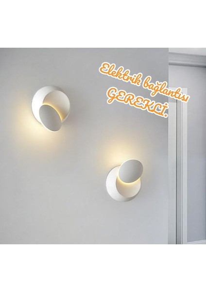 2 Adet Elektrikle Çalışır, Beyaz Alüminyum Kasa, Oynarbaş Yatakbaşı Aplik, 6 Watt Günışı LED Armatür
