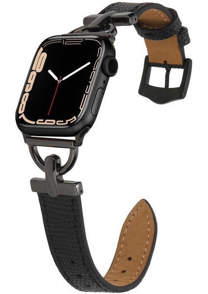 Apple Watch 40MM Uyumlu Krd-53 Deri Kordon, Siyah