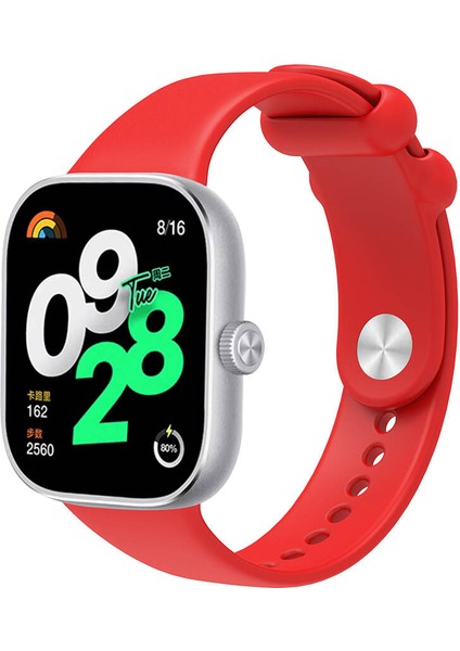 Xiaomi Redmi Watch 4 Uyumlu Kordon Silikon Spor Geçmeli Zore KRD-109 Kayış, Kırmızı