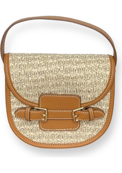 Hasır Desenli El ve Omuz Çantası