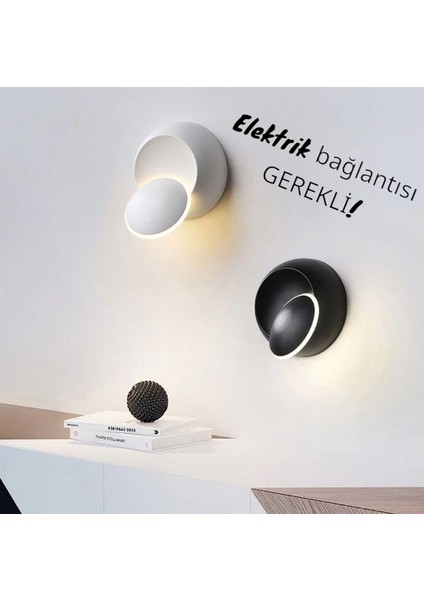 2 Adet Elektrikle Çalışır, Beyaz ve Siyah Alüminyum Kasa, Modern Aplik, 6 Watt Günışı LED Armatür