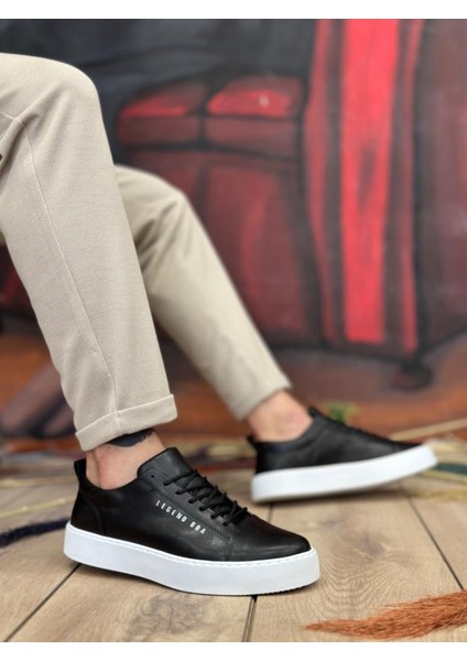 Bpm Ba104 Boa Yüksek Siyah Cilt Bağcıklı Erkek Ayakkabı