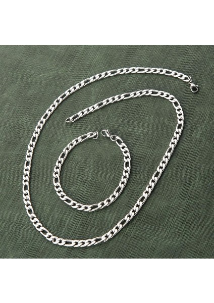 Erkek Çelik Kolye Bileklik Set Yeni Zincir Takı Aksesuar K24 T5 fiyatları