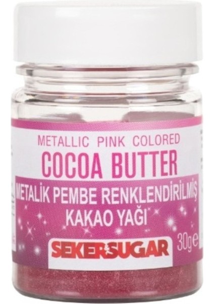 Metalik Pembe Yenilebilir Renklendirilmiş Kakao Yağı 30 gr Cacao Butter