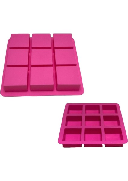 Kek Pasta Kalıbı 9'lu Kare 6x6 cm Pembe