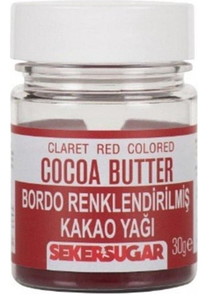 Bordo Yenilebilir Renklendirilmiş Kakao Yağı 30 gr Cacao Butter