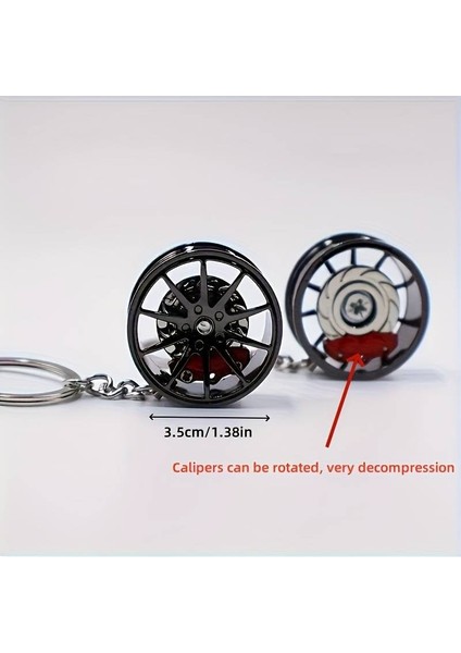 Araba Lastik Jant Metal Anahtarlık Fren Kaliperli Dönebilen Metal Jant Anahtarlık Gold fiyatları