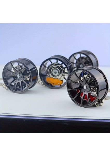Araba Lastik Jant Metal Anahtarlık Fren Kaliperli Dönebilen Metal Jant Anahtarlık Gold modelleri