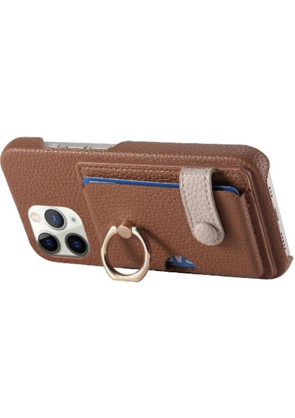 IPhone 11 Için Kılıf Pro Premium Dokulu Deri Kart Yuvaları Halka Standı (Yurt Dışından) modelleri