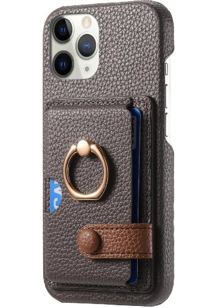 IPhone 11 Için Kılıf Pro Premium Dokulu Deri Kart Yuvaları Halka Standı (Yurt Dışından) indirimleri