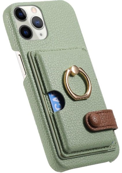 IPhone 11 Için Kılıf Pro Premium Dokulu Deri Kart Yuvaları Halka Standı (Yurt Dışından) modelleri