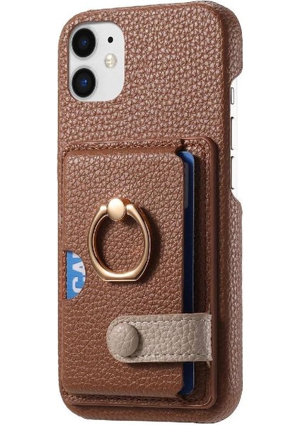 IPhone 11 Premium Dokulu Deri Halka Standı Kart Yuvaları Için Kılıf (Yurt Dışından) modelleri