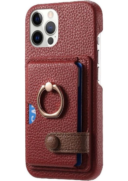 IPhone 12 Için Kılıf Pro Max Halka Standı Premium Dokulu Deri Kart Yuvaları (Yurt Dışından) fiyatları