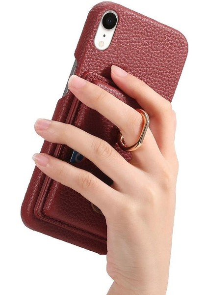 IPhone Xr Kart Yuvaları Premium Dokulu Deri Halka Standı (Yurt Dışından) fiyatları