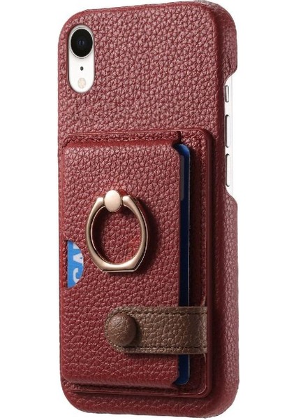 IPhone Xr Kart Yuvaları Premium Dokulu Deri Halka Standı (Yurt Dışından) fırsatları