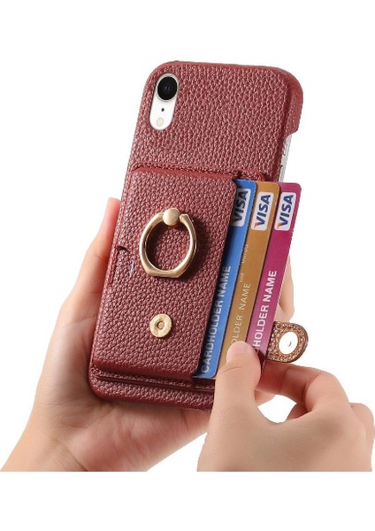 IPhone Xr Kart Yuvaları Premium Dokulu Deri Halka Standı (Yurt Dışından) indirimleri