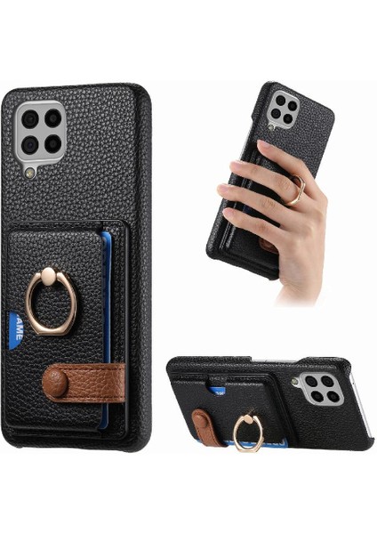 Samsung Galaxy A22 4g Kart Yuvaları Premium Dokulu Deri Yüzük (Yurt Dışından)