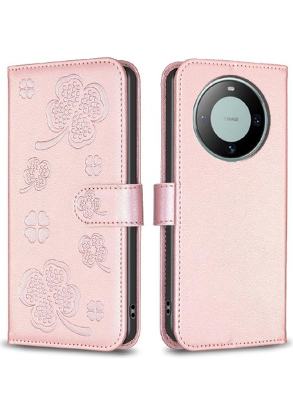 Huawei Mate 60 Için Flip Case Cüzdan Kart Yuvaları Tutucu Kickstand Yonca Pu (Yurt Dışından)