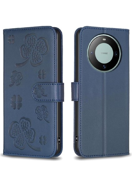 Huawei Mate 60 Için Flip Case Cüzdan Kart Yuvaları Tutucu Kickstand Yonca Pu (Yurt Dışından)