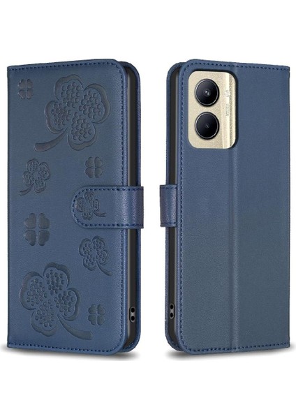 Realme C33 Çok Renkli Kart Yuvaları Tutucu Kickstand Yonca Pu Için Flip Case (Yurt Dışından) indirimleri