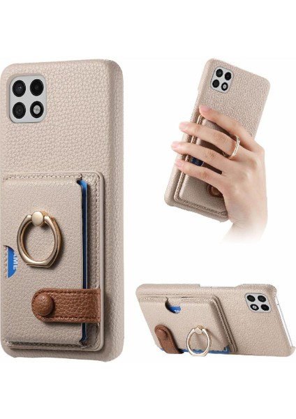 Samsung Galaxy A22 5g Kart Yuvaları Premium Dokulu Deri Yüzük (Yurt Dışından)