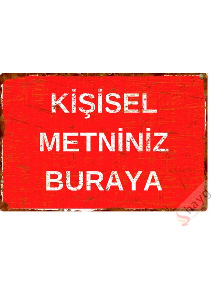 Hayg Equipment Kişiselleştirilebilir Metal Pas Görünümlü Duvar Levhası - Dekoratif Alüminyum Tabela - Kırmızı -15CMX22,5CM