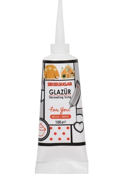 Süsleme Glazürü Beyaz Renk 100 gr
