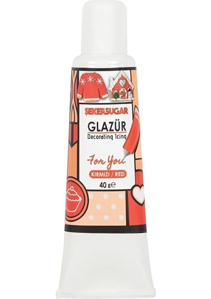 Süsleme Glazürü Kırmızı Renk 40 gr