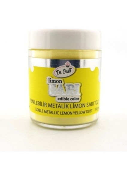 Dr. Gusto  Yenilebilir Limon Sarı Metalik Toz Sim Boya 10 gr