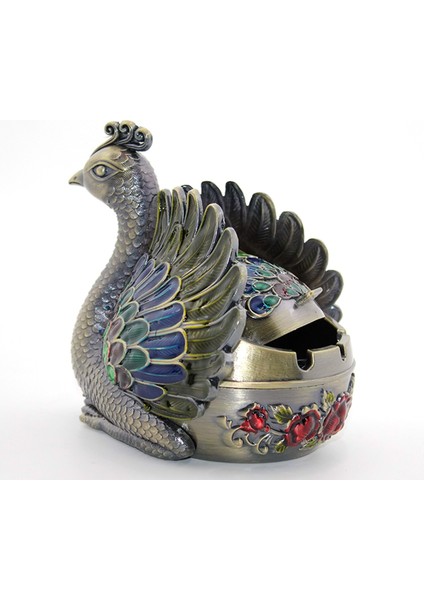 Metal Tavuskuşu Figürü Küllük 14*13 cm