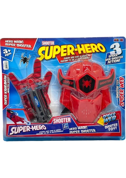Spiderman Örümcek Adam Vantuz Fırlatan Eldiven ve Özel Maske Süper Hero Oyuncak