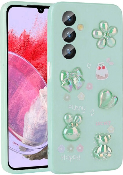 Samsung Galaxy M34 5g Uyumlu Kılıf Kabartma Figürlü Parlak Toys Silikon Kapak, Açık Yeşil