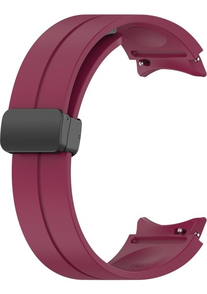 Samsung Galaxy Watch 4 44MM Uyumlu Kordon Silikon Metal Mıknatıslı Toka Zore Krd-84 Kayış, Mürdüm