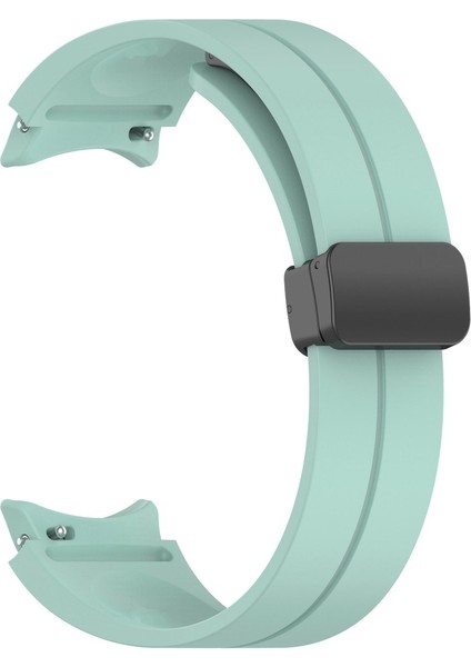 Samsung Galaxy Watch 4 44MM Uyumlu Kordon Silikon Metal Mıknatıslı Toka Zore Krd-84 Kayış, Açık Yeşil