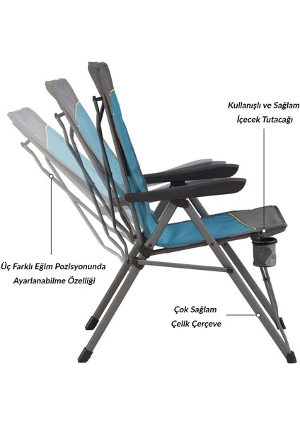 Justy Xl 3 Pozisyonlu Konforlu Katlanır Kamp Sandalyesi
