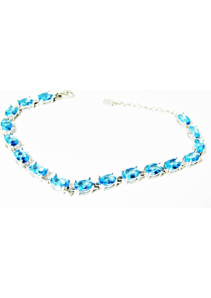 Lilahgümüştr Gümüş Aqua Oval Taşlı Kadın Bileklik fiyatları