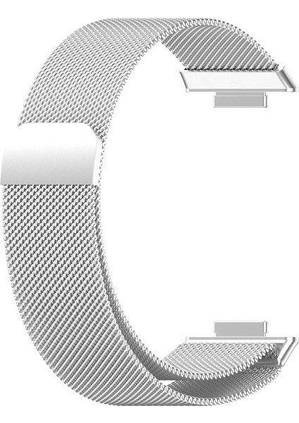 Huawei Watch Fit 2 Uyumlu Kordon Hasır Metal Mıknatıslı Örgü Zore Krd-01 Kayış, Gümüş