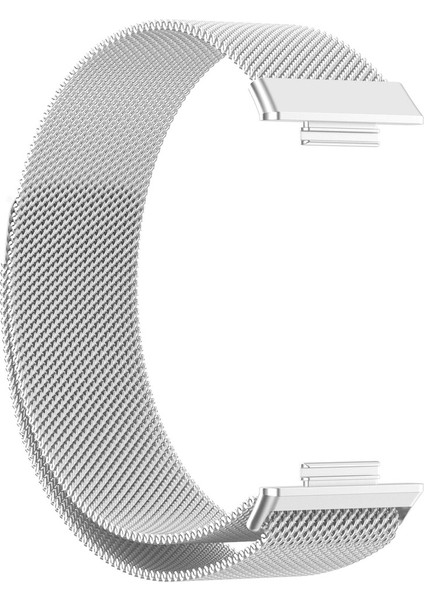 Huawei Watch Fit 2 Uyumlu Kordon Hasır Metal Mıknatıslı Örgü Zore Krd-01 Kayış, Gümüş