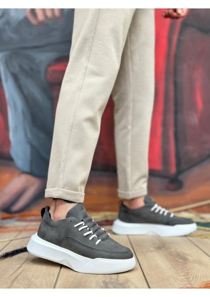 Bpm Ba0332 Merdiven Desen Bağcıklı Erkek Yüksek Taban Antrasit Cilt Spor Ayakkabı fiyatları