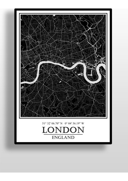 Hari Tasarım Londra Şehir Haritası Çerçevesiz Poster-Harita Sanatı, Map Art Design