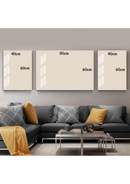 Harikabirev|krem Gold Renk Soft Çiçek Kombini | 3lü Yatay Çerçeveli Cam Tablo fırsatları