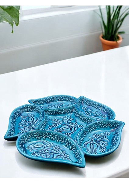 Çerezlik,Kahvaltılık Setleri,3'Lü Ve 6'Lı Seramik Kabartma Desenli 2 Farklı Renk Seçeneği Ile...