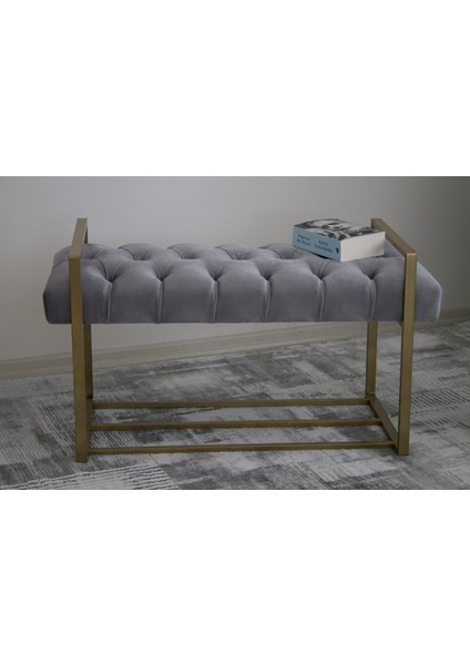 Sevinç Mobilya Gold Metal Ayaklı Puf Bench, Antre Önü Bench, Puf Koltuk,